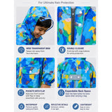 LSB Blue Color Pop Car Print Knee-Length Raincoat for Kids