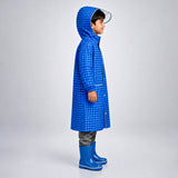 LSB Blue Gingham Checks Knee-Length Raincoat for Kids & Teens