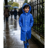 LSB Blue Gingham Checks Knee-Length Raincoat for Kids & Teens