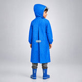 LSB Blue Gingham Checks Knee-Length Raincoat for Kids & Teens
