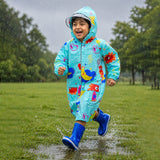 LSB Blue Sunshine Doodle Knee-Length Raincoat for Kids
