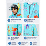 LSB Blue Sunshine Doodle Knee-Length Raincoat for Kids