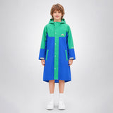 LSB Blue & Green Colour-Block Knee-Length Raincoat for Kids & Teens