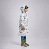 LSB Cream Vintage Car Print Knee-Length Raincoat for Kids