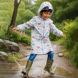 LSB Cream Vintage Car Print Knee-Length Raincoat for Kids