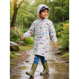 LSB Cream Vintage Car Print Knee-Length Raincoat for Kids