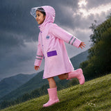 LSB Minimal Pink & Purple Pocket Knee Length Raincoat for Kids & Teens