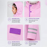 LSB Minimal Pink & Purple Pocket Knee Length Raincoat for Kids & Teens