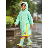 LSB Mint Giraffe Knee Length Raincoat for Kids