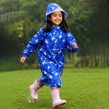 LSB Navy Blue Unicorn Print Knee-Length Raincoat for Kids
