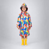 LSB Pink Color Pop Car Print Knee-Length Raincoat for Kids