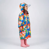 LSB Pink Color Pop Car Print Knee-Length Raincoat for Kids