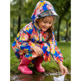 LSB Pink Color Pop Car Print Knee-Length Raincoat for Kids