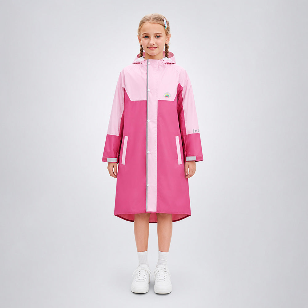 LSB Pink Colour-Block Knee-Length Raincoat for Kids & Teens