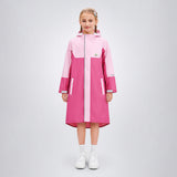 LSB Pink Colour-Block Knee-Length Raincoat for Kids & Teens