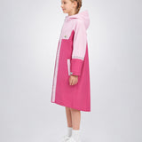 LSB Pink Colour-Block Knee-Length Raincoat for Kids & Teens