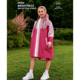 LSB Pink Colour-Block Knee-Length Raincoat for Kids & Teens