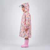 LSB Pink Floral Garden Print Knee-Length Raincoat for Kids & Teens