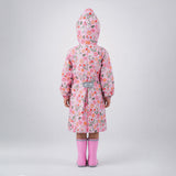 LSB Pink Floral Garden Print Knee-Length Raincoat for Kids & Teens