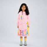 LSB Pink Giraffe Knee Length Raincoat for Kids