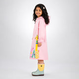 LSB Pink Giraffe Knee Length Raincoat for Kids