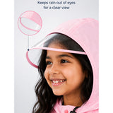 LSB Pink Giraffe Knee Length Raincoat for Kids