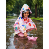 LSB Pink Sunshine Doodle Knee-Length Raincoat for Kids