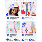 LSB Pink Sunshine Doodle Knee-Length Raincoat for Kids