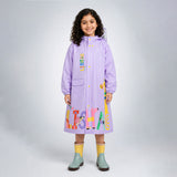 LSB Purple Giraffe Knee Length Raincoat for Kids