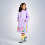 LSB Purple Giraffe Knee Length Raincoat for Kids