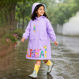 LSB Purple Giraffe Knee Length Raincoat for Kids