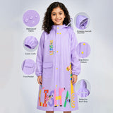 LSB Purple Giraffe Knee Length Raincoat for Kids