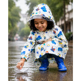 LSB White Dumper Construction Print Knee-Length Raincoat for Kids