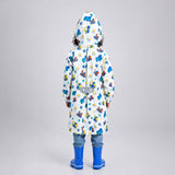 LSB White Dumper Construction Print Knee-Length Raincoat for Kids