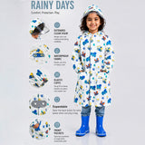 LSB White Dumper Construction Print Knee-Length Raincoat for Kids