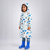 LSB White Dumper Construction Print Knee-Length Raincoat for Kids