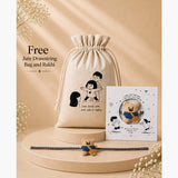 LSB 2 Pcs Astro Space Lunch Box & Lunch Bag Rakhi Gift Combo for Kids with Free Rakhi & Jute drawstring bag.