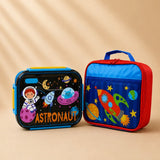 LSB 2 Pcs Astro Space Lunch Box & Lunch Bag Rakhi Gift Combo for Kids with Free Rakhi & Jute drawstring bag.
