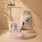 LSB 2 Pcs Doggy Water Bottle & Orange Stainless Steel Lunch Box Rakhi Gift Combo for Kids with Free Rakhi & Jute drawstring bag
