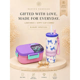 LSB 2 Pcs Purple Bow Tumbler & Purple Lunch Box Rakhi Gift Combo for Kids with Free Rakhi and Jute Drawstring Bag
