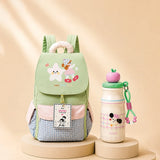 LSB 2 Pcs Gingham Girl Backpack & Pink Stainless Steel Water Bottle Rakhi Gift Combo for Kids with Free Rakhi