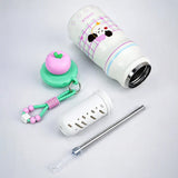 LSB 2 Pcs Gingham Girl Backpack & Pink Stainless Steel Water Bottle Rakhi Gift Combo for Kids with Free Rakhi