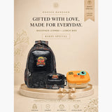 LSB 3 Pcs Jurassic Dino Backpack, Matching Lunch Bag & Orange Dino Lunch Box Rakhi Gift Combo for Kids with Free Rakhi
