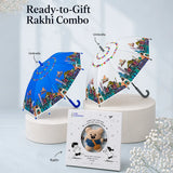 LSB 2 Pcs Blue & Grey Mexico Landmark Umbrella Rakhi Gift Combo for Kids with Free Rakhi