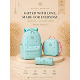 LSB 3 Pcs Mint Mini Heart Matching Backpack, Lunch Bag and Stationery Pouch Rakhi Gift Combo for Kids with Free Rakhi