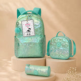 LSB 3 Pcs Shiny Mint Star Matching Backpack, Lunch Bag and Stationery Pouch Rakhi Gift Combo for Kids with Free Rakhi