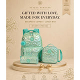 LSB 3 Pcs Shiny Mint Star Matching Backpack, Lunch Bag and Stationery Pouch Rakhi Gift Combo for Kids with Free Rakhi