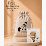 LSB 2 Pcs Blue Happy Bites Lunch Box & Plane Lunch Bag Rakhi Gift Combo for Kids with Free Rakhi & Jute drawstring bag.