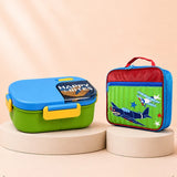 LSB 2 Pcs Blue Happy Bites Lunch Box & Plane Lunch Bag Rakhi Gift Combo for Kids with Free Rakhi & Jute drawstring bag.