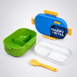 LSB 2 Pcs Blue Happy Bites Lunch Box & Plane Lunch Bag Rakhi Gift Combo for Kids with Free Rakhi & Jute drawstring bag.